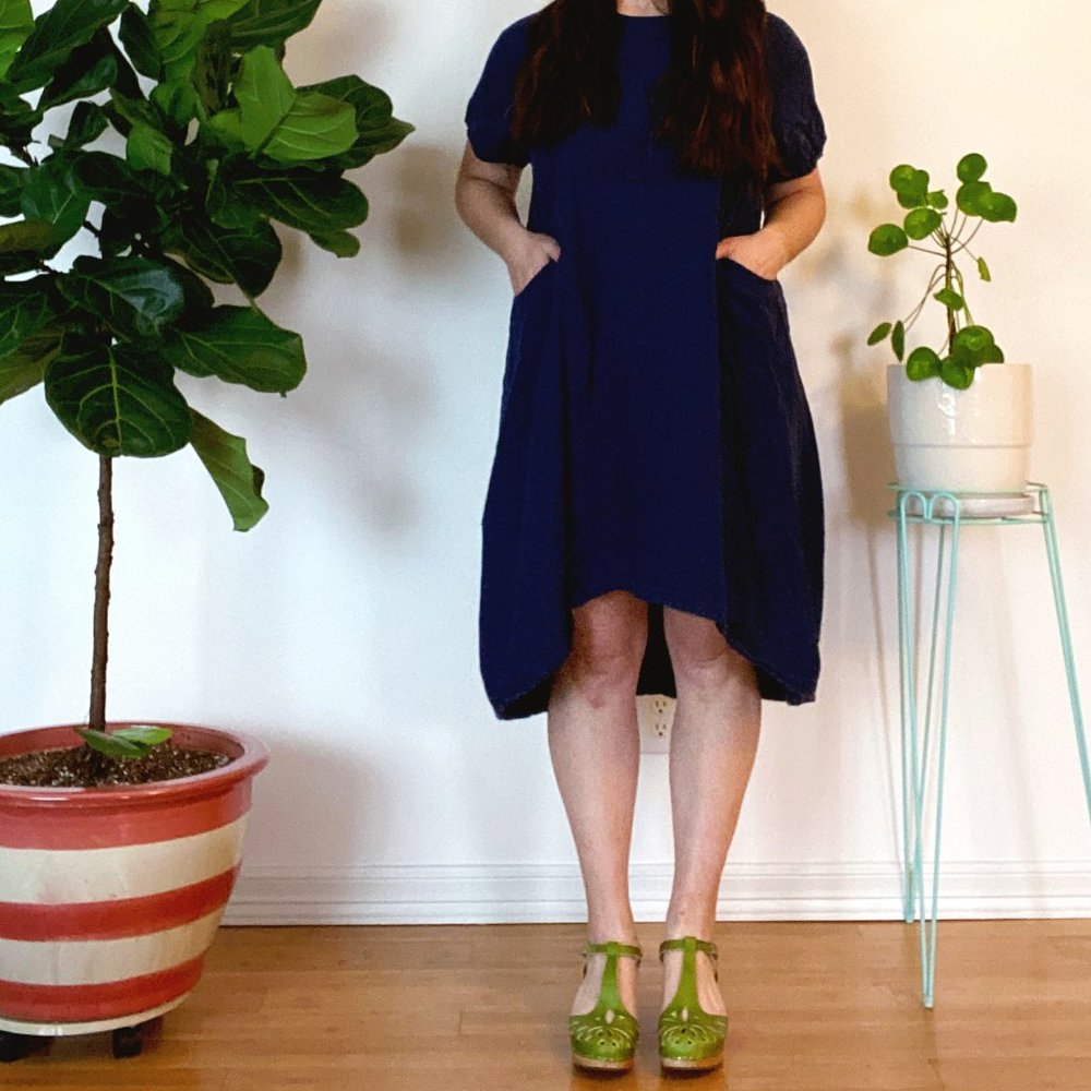 Bryn Walker Blue Linen Tunic Dress size L High-Low